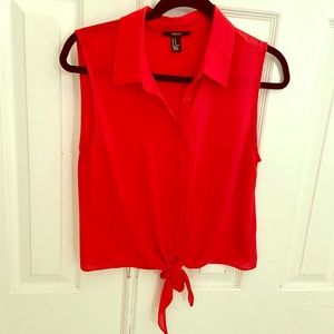 Forever 21 Red Button Down Tank